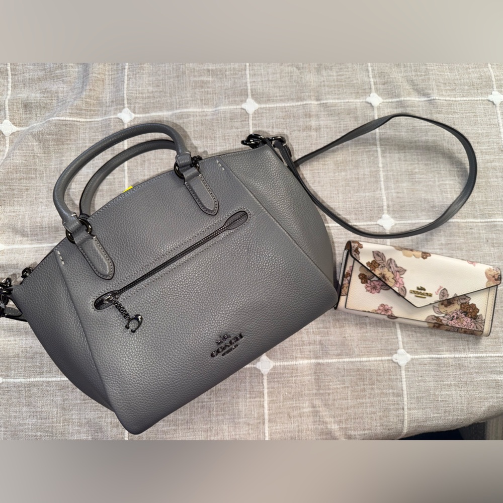 Coach Gray Satchel with floral wallet